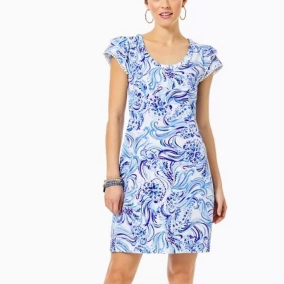 Lilly Pulitzer Bridgitte Cotton Shift Dress in Resort White Don't Be Jelly - Picture 2 of 11